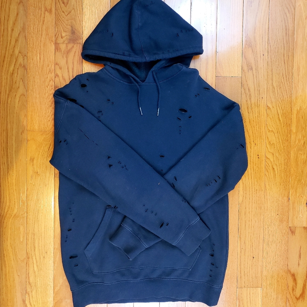 PacSun Ripped Dark Grey Hoodie - Small